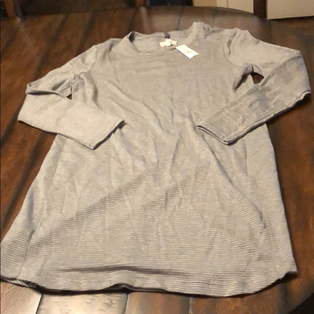 NWT Lou & Grey Soft Striped Grey Tunic Dress Sz L